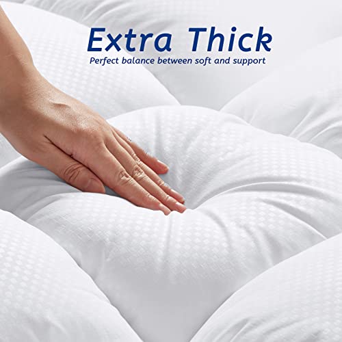 King Size Mattress Topper for Back Pain Cooling Extra Thick Plush Pillow Top with Deep Pocket - White Variation of THIS listing