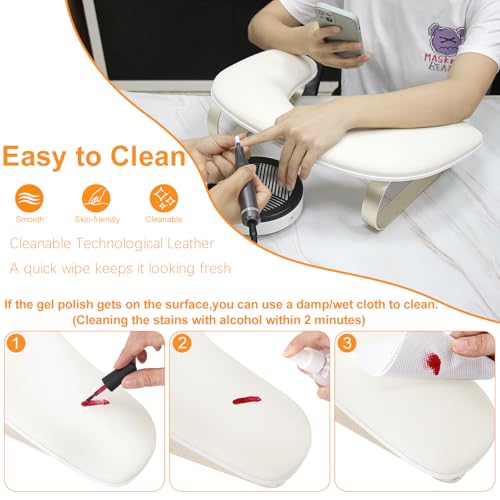 U-Shaped Nail Technician Arm Rest Stand with Aluminum Alloy Holder - Manicure Support Pillow