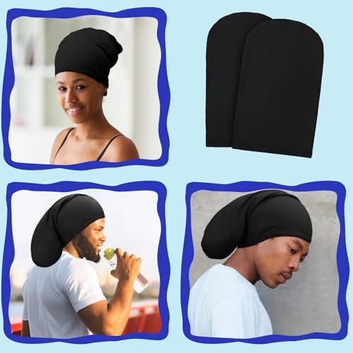 Men's Dreadlock Cap - Black Spandex Dread Lock Bonnet - One Size