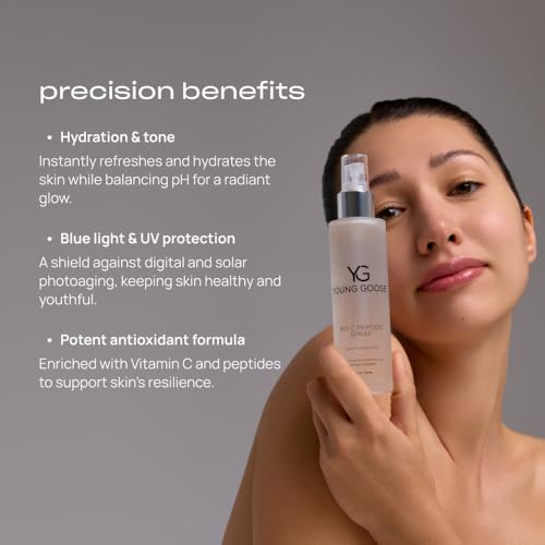 Young Goose, Bio-C Peptide Spray | Hydrating and Toning Mist | Supports Microbiome | Protection Against Blue Light, UVA, UVB Rays | Essential Hydration, Balance pH