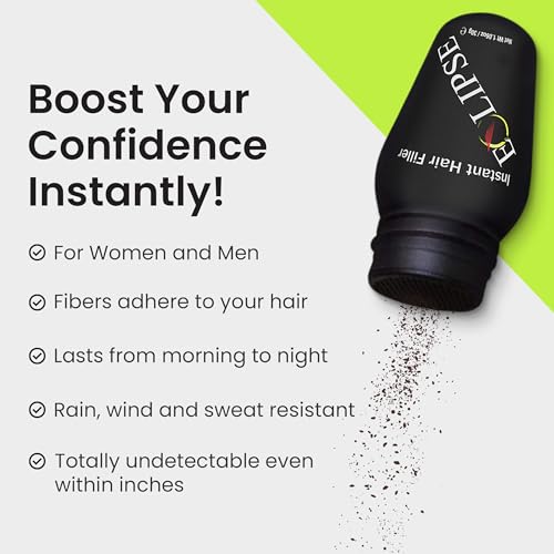ECLIPSE Hair Fibers Black 30g - Instant Thinning Hair Concealer, Salon Quality