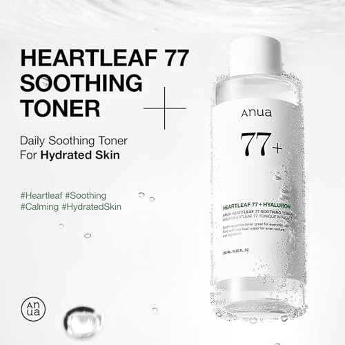 Anua Heartleaf 77 Soothing Toner, Moisturizing & Calming Facial Toner for Glass Skin, Hyaluronic Acid, Lightweight Hydration for Sensitive Skin, Redness Relief,Skin Cooling,Korean Skin Care,16.9 fl.oz