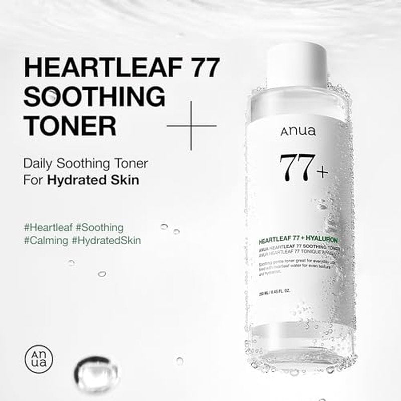 Anua Heartleaf 77 Soothing Toner, Moisturizing & Calming Facial Toner for Glass Skin, Hyaluronic Acid, Lightweight Hydration for Sensitive Skin, Redness Relief,Skin Cooling,Korean Skin Care,16.9 fl.oz