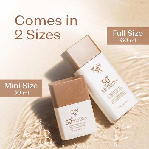 Yonka Paris SPF 50 Mineral Sunscreen Fluid 2oz - No White Cast, Water-Resistant, Broad Spectrum UV Protection