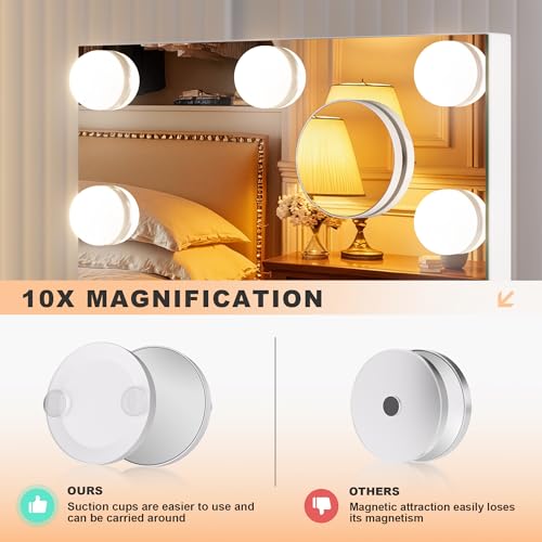 MINISO Vanity Mirror with Lights - 10.6" x 13.8" Hollywood Makeup Mirror with Adjustable Brightness,3 Modes Light