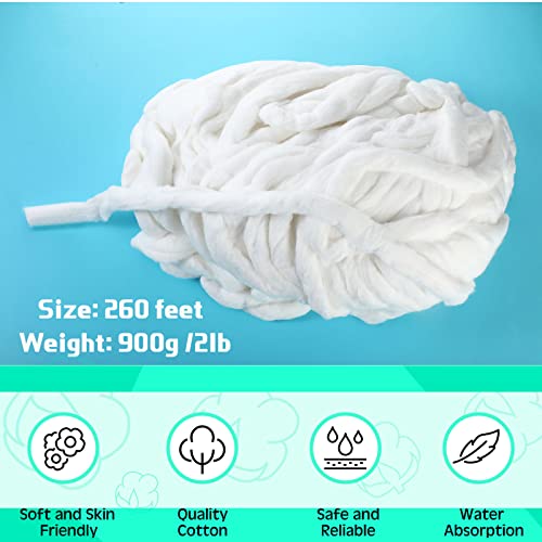 Nuogo Cotton Roll for Salon, 260 Feet 2lb Sliver Perm Cotton Coil for Hair Manicures Skin Care Beauty 900g Easy to Use