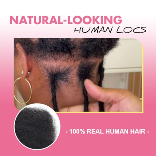 8 Inch Black Human Hair Loc Extensions - 40 Strands, 0.6cm Width, Variation 1B