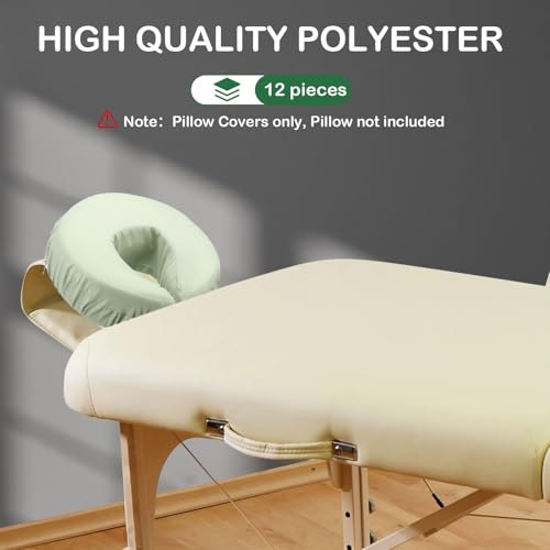 Tatuo 12 Pcs Face Cradle Covers for Massage Head Rest Microfiber Reusable Soft Thicker Massage Table Face Covers Oil Proof Headrest Cradle Sheets for Spa Beauty(Sage)