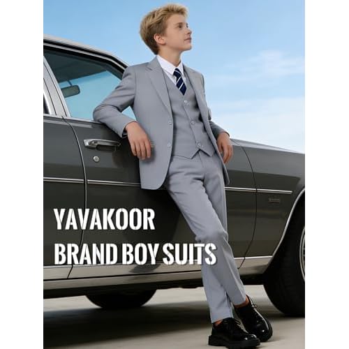 Boys Suits 5 Piece Slim Fit Suit for Kids Formal Ring Bearer Suits