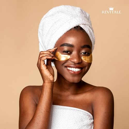 REVITALE 24k Gold Under Eye Collagen Patches, Reduce Puffy Eyes & Dark Circles, Illuminate Tired Eye Masks - Firms, Brightens, Energises (Packets - 10 Pair)