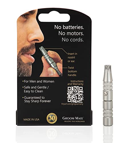 Stainless Steel Nose & Ear Hair Trimmer - Manual, Eco-Friendly, No Batteries