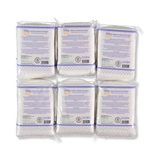 Baby&Me Cotton Dry Wipes for Sensitive Skin, 100% Pure Cotton Tissue for Diapering, Face,Soft, Unscented, Disposable Washcloths, Absorbent, Lint-Free,Chemical Free, 360 Count (6 Packs of 60)