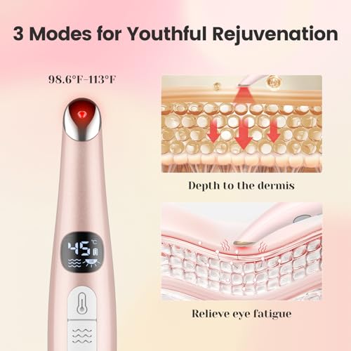 Eye Lift Wand, 3 Modes Eye Massager Wand, Eye Massager for Dry Eyes, Dark Circles and Puffiness, Eye Lifting Device for Fine Lines, Pink