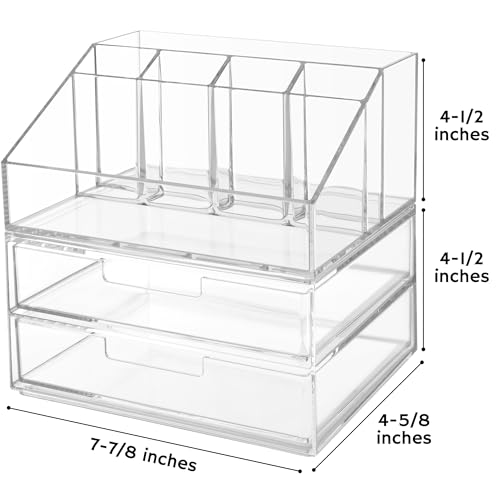 STORi Stackable Desk and Drawer Organizer - Clear 6-Compartment & 2 Wide Drawers - Organizer & Drawer Set