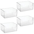 Large Plastic Open Front Storage Bins - 16 x 12 x 8 Inches, Pack of 4, Bathroom & Closet Organization