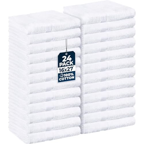 Utopia Towels, Salon Towel, Pack of 24, 16 by 27 Inches, Highly Absorbent Cotton Towels for Hand, Gym, Beauty, Spa, and Home Hair Care, White