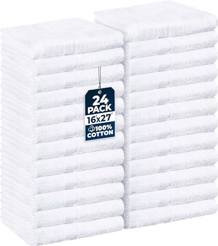 Utopia Towels 24 Pack White Salon Towels 16x27 in 100% Cotton for Hair & Spa