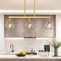Brushed Gold Kitchen Island Pendant Light - 3 Light E26 Fixture - Variation of Gold / 3-Light