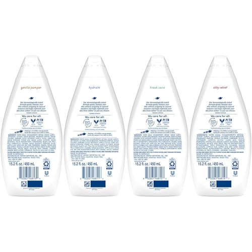 Dove Body Wash Variety 6-Pack ? Hydrate, Gentle Pamper, Fresh Care, and Silky Velvet, 15.2 Oz Ea