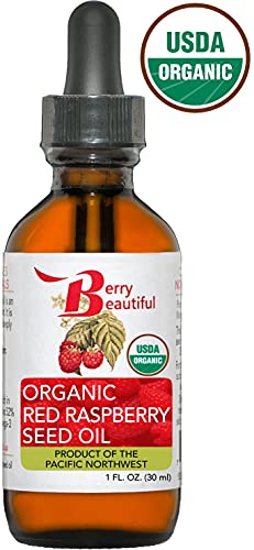 Berry Beautiful Organic Red Raspberry Seed Oil - 1 Fl Oz, Cold-Pressed Skin & Hair Moisturizer