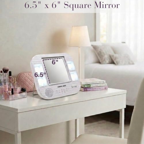 Lighted Makeup Mirror with 5X Magnification and Bluetooth - White Vanity