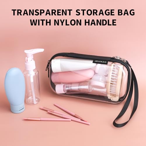 6 Pack Clear Hard Shell Zipper Cosmetic Cases with Handle - Waterproof Travel Organizer, Medium & Small Variants