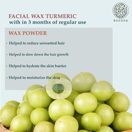 Buddha Natural Facial Wax Powder with Turmeric (50 Gram, 1.7 oz) - Painless Natural Face Hair Removal Waxing Powder, Instant Quick Solution