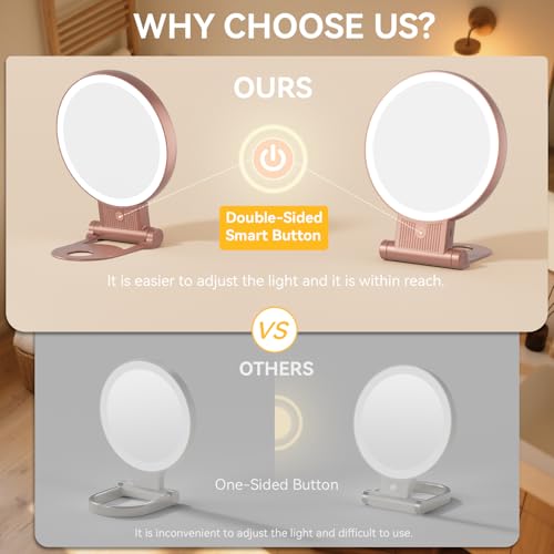 Auxmir Rechargeable 1X/30X Magnifying Makeup Mirror with Light - Rose Gold