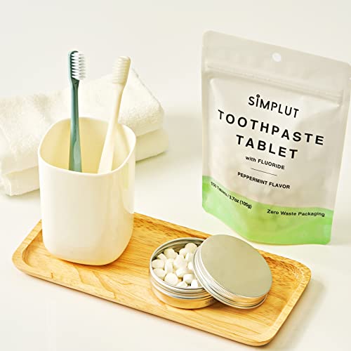 Chewable Toothpaste Tablets with Fluoride 150 Pack - Travel Eco-Friendly Vegan Mint