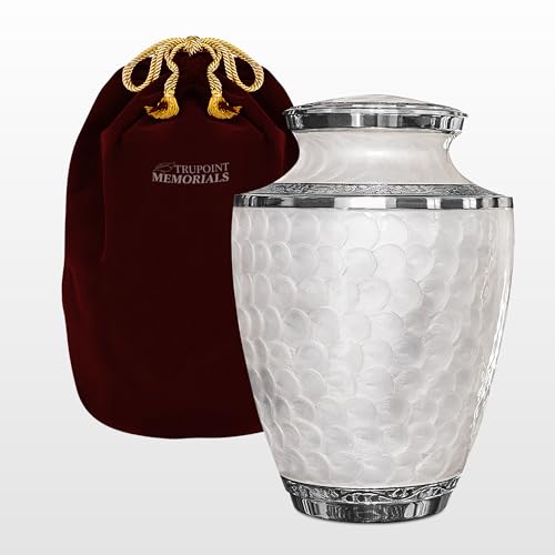 Opal XL Cremation Urn for Human Ashes - Silver Lining Memorial Burial Urn for Men & Women - 300 LB Capacity
