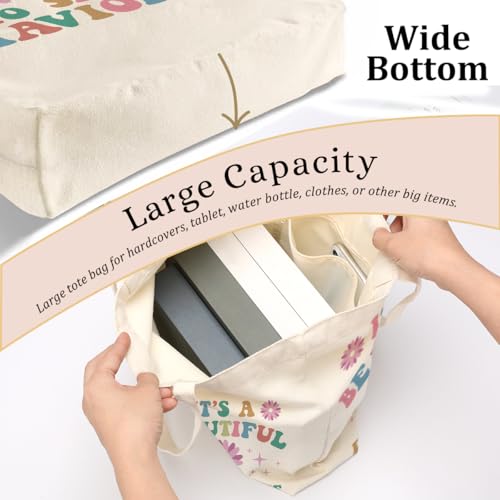 To Shape Behaviors 2pcs Cosmetic Bag Canvas Tote Bag for Women, Beach Grocery Canvas Tote, Behavior Therapist ABA Therapist Appreciation Gift for Friend Nurse Birthday Christmas Mental Health Gifts