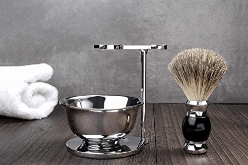 Luxury Shaving Razor & Brush Stand with Soap Bowl - Compatible with Manual & Gillette Razors