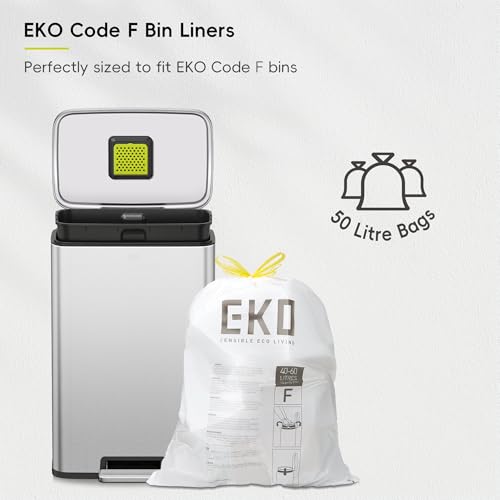 EKO Madison 50L Matte Stainless Steel Step Trash Can with Inner Liner - Fingerprint Resistant