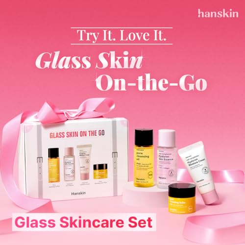 Glass Skin Travel Skincare Set - Hydrating Kit with PHA Cleansing Oil & Balm, Toner & Moisture Cream | TSA-Approved Mini