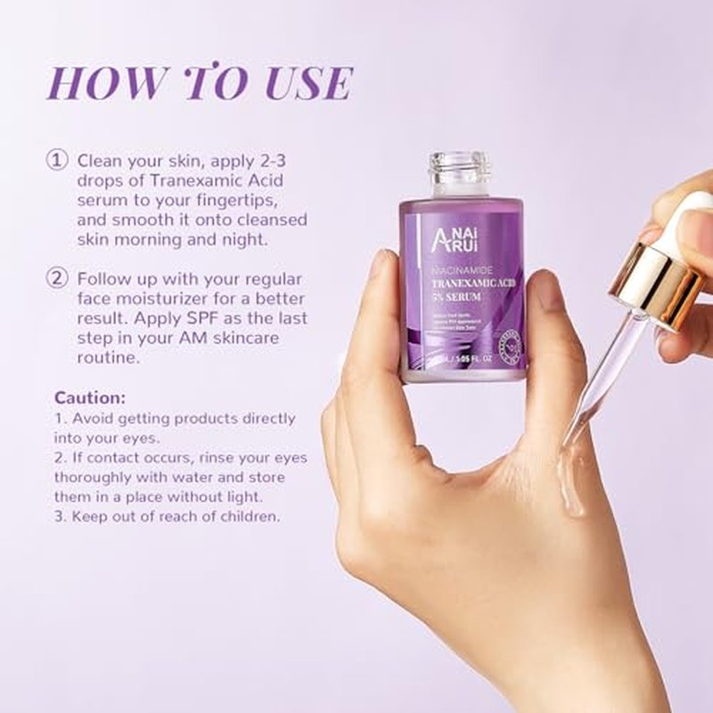 ANAI RUI 5% Tranexamic Acid Serum With Niacinamide, Kojic Acid, Arbutin, Dark Spot Care, PIH, for Uneven Skin Tone 1FL.Oz