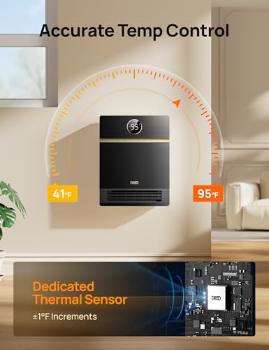 DREO Smart Electric Wall Heater - Black, Indoor, Alexa Compatible