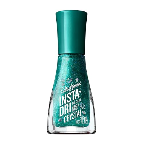 Sally Hansen Insta-Dri Crystal Nail Polish | Quick Dry, Long Lasting, Streak-Free Shine | Opaque, Shimmery | 122 Jade Jewel | Deep Teal Green Nail Color
