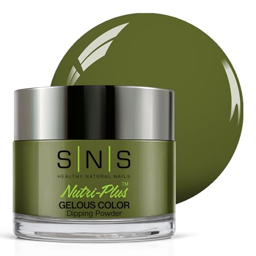 SNS Nail Dip Powder, Gelous Color Dipping Powder - Olive New York (Green/Moss, Cream) - Long-Lasting Dip Nail Color Lasts 14 Days - Low-Odor & No UV Lamp Required - 1.5 OZ