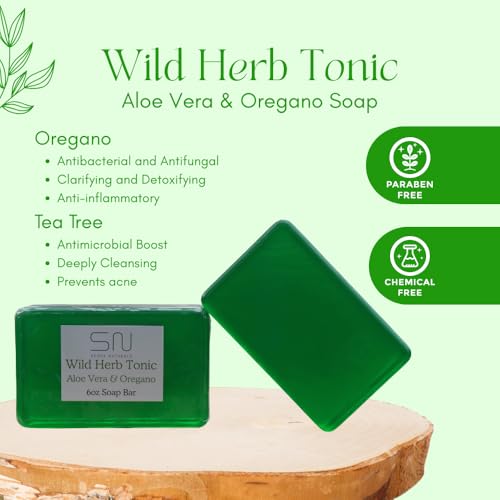 Seoul Naturals Wild Herb Tonic Aloe Vera with Oregano and Tea Tree Oil Soap, k beauty, 6 oz