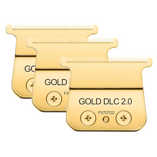 3pcs Trimmer Replacement Blade for Trimmer FX787 & FX726,DLC 2.0 Blades Compatible with Barberology Trimmer Blades,GOLD