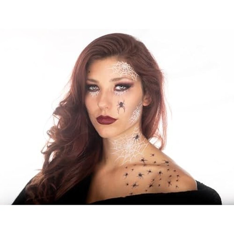 2 x Pretty Little Killers Face Halloween Temporary Tattoo, Spider Costume, Witch, Web, Horror