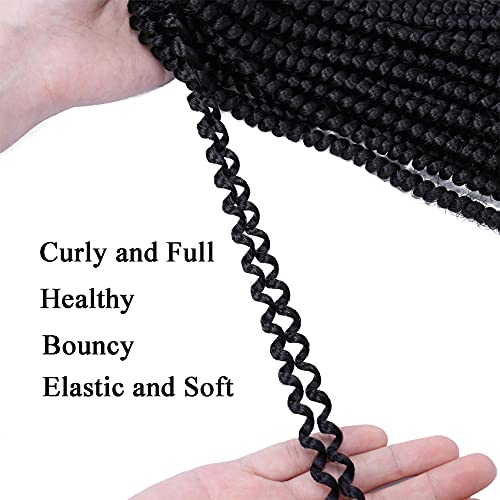 Spring Twist Braiding Hair 14 Inch Black 1B - Pack of 6, Natural Look