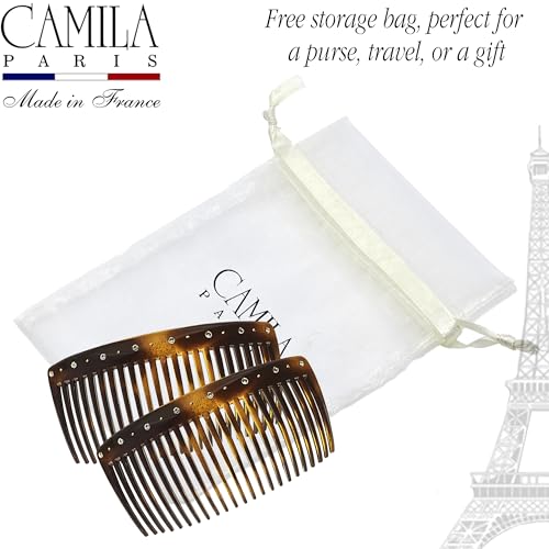 Hair Side Comb Tortoise Shell with Crystals - 4 Inch French Twist Hair Clips