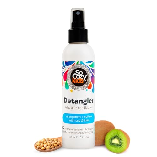 SoCozy Detangler Leave-In Conditioner Spray For Kids Hair Strengthens and Softens, No Parabens, Sulfates, Synthetic Colors or Dyes, 5.2 Fl Oz (580A)