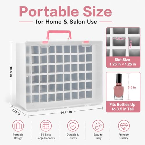FULLCASE White 54-Bottle Nail Polish Organizer Case with Removable Foam