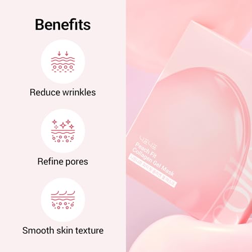 Peach Fit Collagen Hydrogel Mask Set - 300Da Collagen & 12 Peptides for Skin Tightening & Anti-Aging (39g x 5ea) - Variation of Peach Fit Collagen