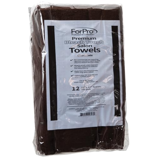 Bleach Proof Salon Towels - 12 Pack Chocolate 27 x 16 Inches - Professional Cotton