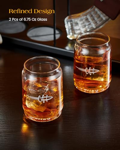 Kollea Whiskey Decanter Gift Set with 2 Shot Glasses - Premium Liquor Dispenser