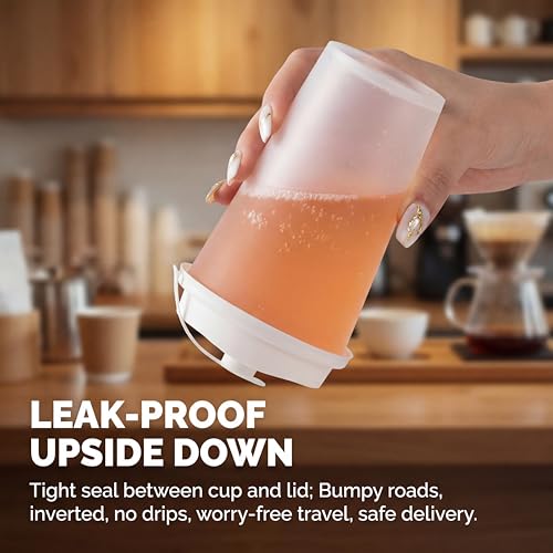 16 oz Frosted Plastic Cups Bulk Pack of 500 - 90mm for Boba Tea & Coffee