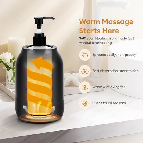 Massage Oil Warmer Heater with Dual 8.5oz Massage Oil Bottles & Funnel, Adjustable Temp (86?149¡ÆF) & Timer (0.5?24H), Compact & Quiet Heated Lotion Warmer Dispenser for Spa, Salon, Home Use